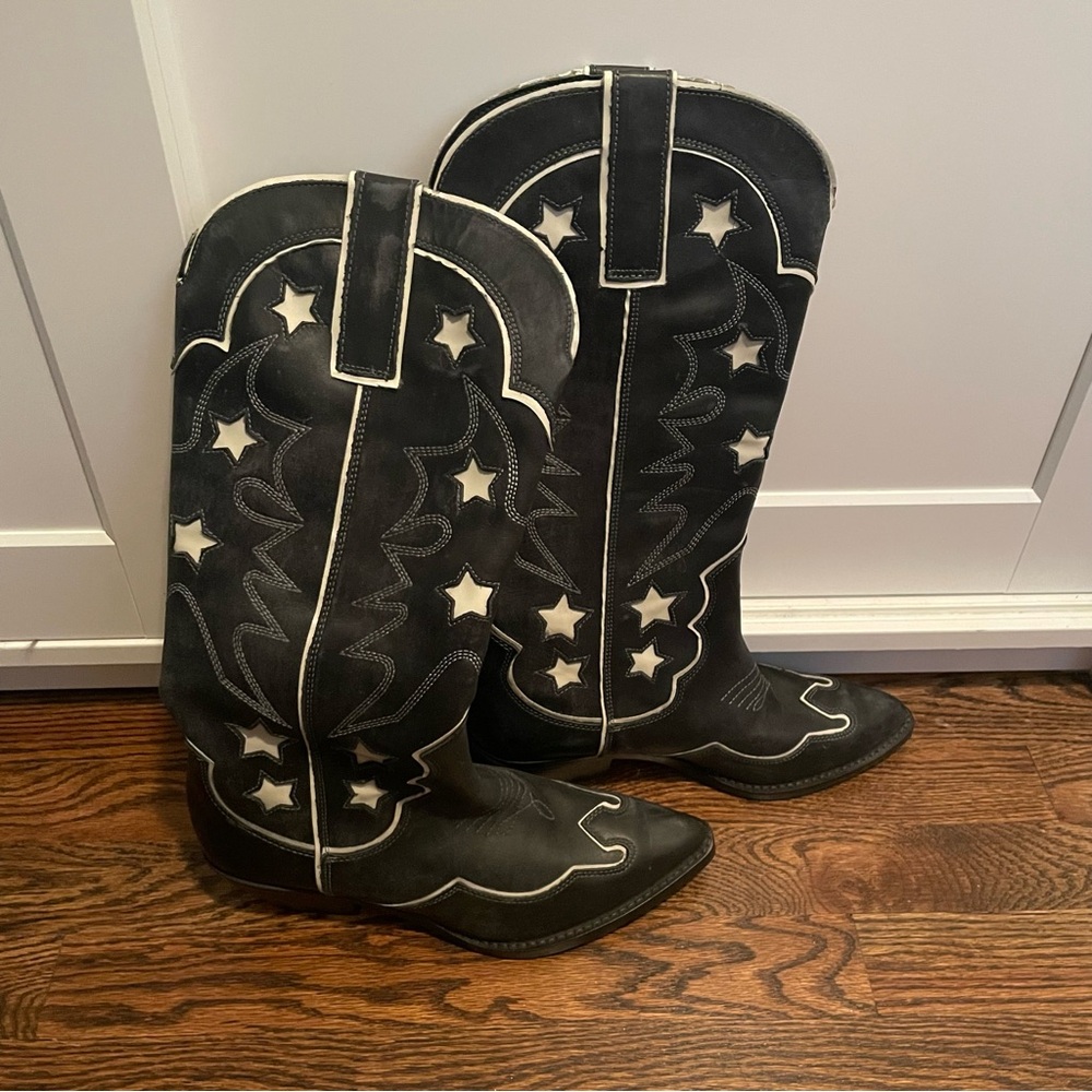 NWT Leather Cowboy Boots with Stars